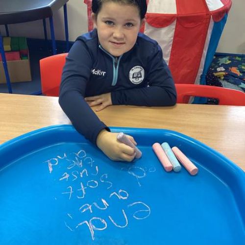P4 have been taken part in activity based learning this week to revise their knowledge of blending and segmenting words with single letter sounds.