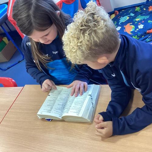 P4A have been using their knowledge of alphabetical order to take part in a dictionary race challenge with their learning partner!