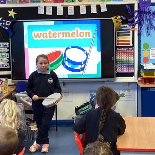 P4A have been revising their knowledge of syllables by counting syllables using a variety of musical instruments! P4A can use their knowledge of syllables to break down tricky words to help them spell!