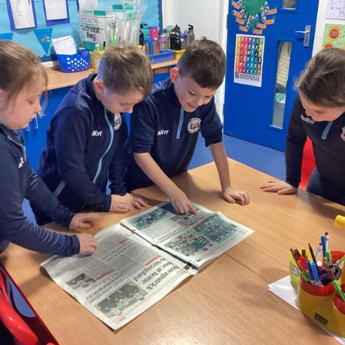 P4A have been learning to write newspaper reports, they have been searching through newspapers to see how they answer the 5W’s!