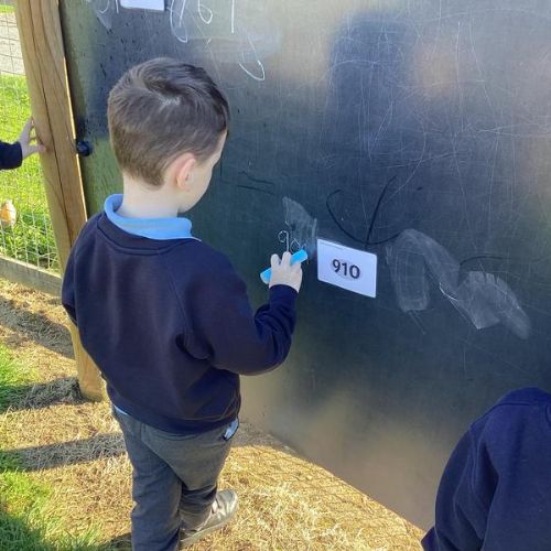 P4A have been learning to say the number before, after and in-between and have been having great fun taking part in practical and outdoor learning activities!