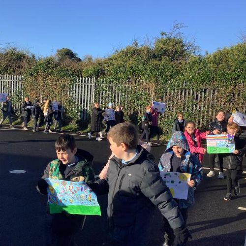 Today, we took part in a mock protest to highlight and petition to raise awareness for the the issue of deforestation