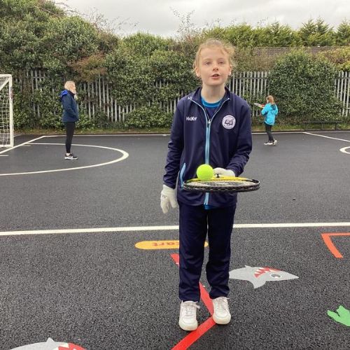 We focussed on the skills associated with tennis today.