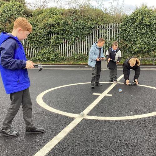 Exploring shapes through the use of Spheros.