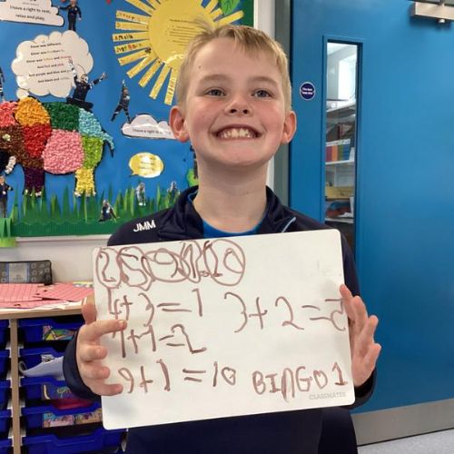 For Maths week we completed a range of activities such as addition bingo, flip questions, adding petals on flowers as well as looking at 3D shapes.