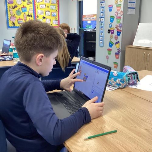 Using Scratch we used coding to create a program that asked a sprite a subtraction questions using any two numbers that we typed in.