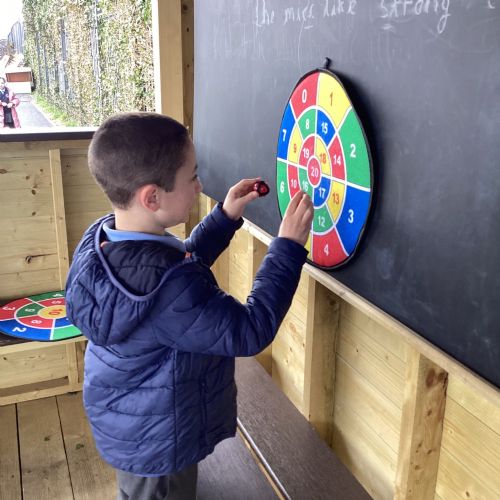 Outdoor learning focussing on number operations.